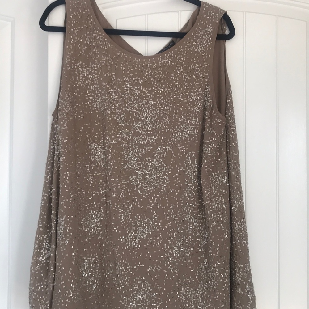 Eileen Fisher large taupe sequined tank